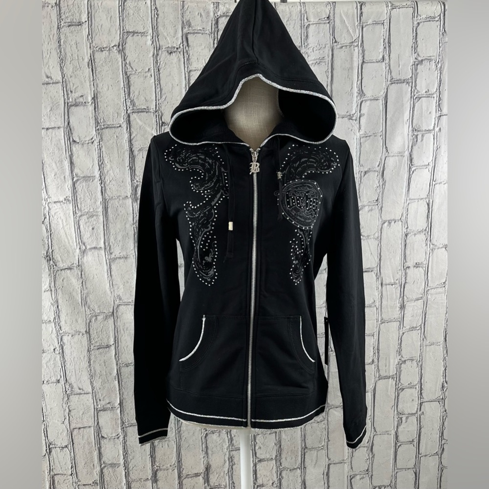 BCBG Maxazria Size:L WomenHoodie/Pants  Phinestone Detail Shimmer Thread Outline - Picture 3 of 16